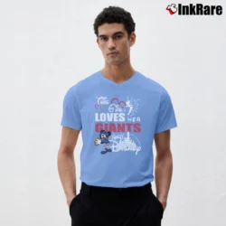 Men’s This Girl Loves Her New York Giants Football V-Neck Tee in light blue | Sharp, Breathable, Everyday Staple
