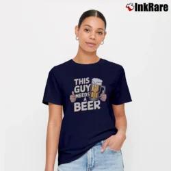 Women’s This Guy Needs A Beer Signature T-Shirt in navy | Soft, Flattering Fit