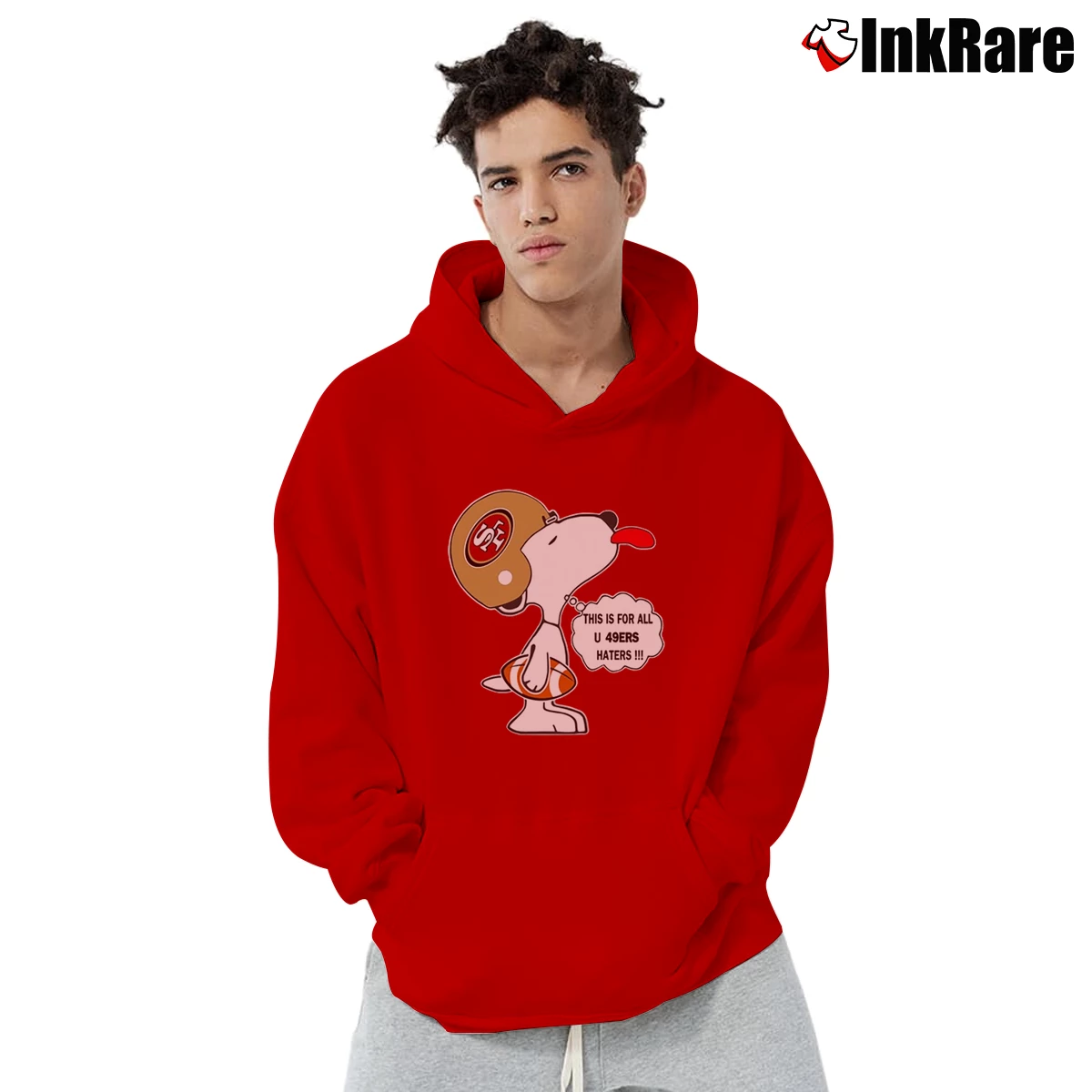 This Is For All U 49ers Haters Snoopy Men’s Pullover Hoodie in red – Ultimate Warmth Men’s This Is For All U 49ers Haters Snoopy Pullover Hoodie in red | Cozy, Durable, Modern Fit