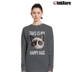 Women’s This Is My Happy Face Long-Sleeve Top in charcoal | Sleek, Versatile, All-Season