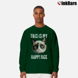 Men’s This Is My Happy Face Long-Sleeve Shirt in forest green | Sleek, Lightweight, Year-Round Wear
