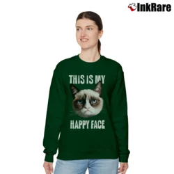 Women’s This Is My Happy Face Relaxed Sweatshirt in forest green | Soft, Laid-Back Vibe