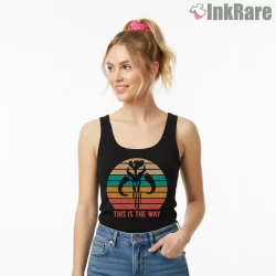 This Is The Way Mythosaur Vintage Badge Shirt on black tank top for women graphic tee