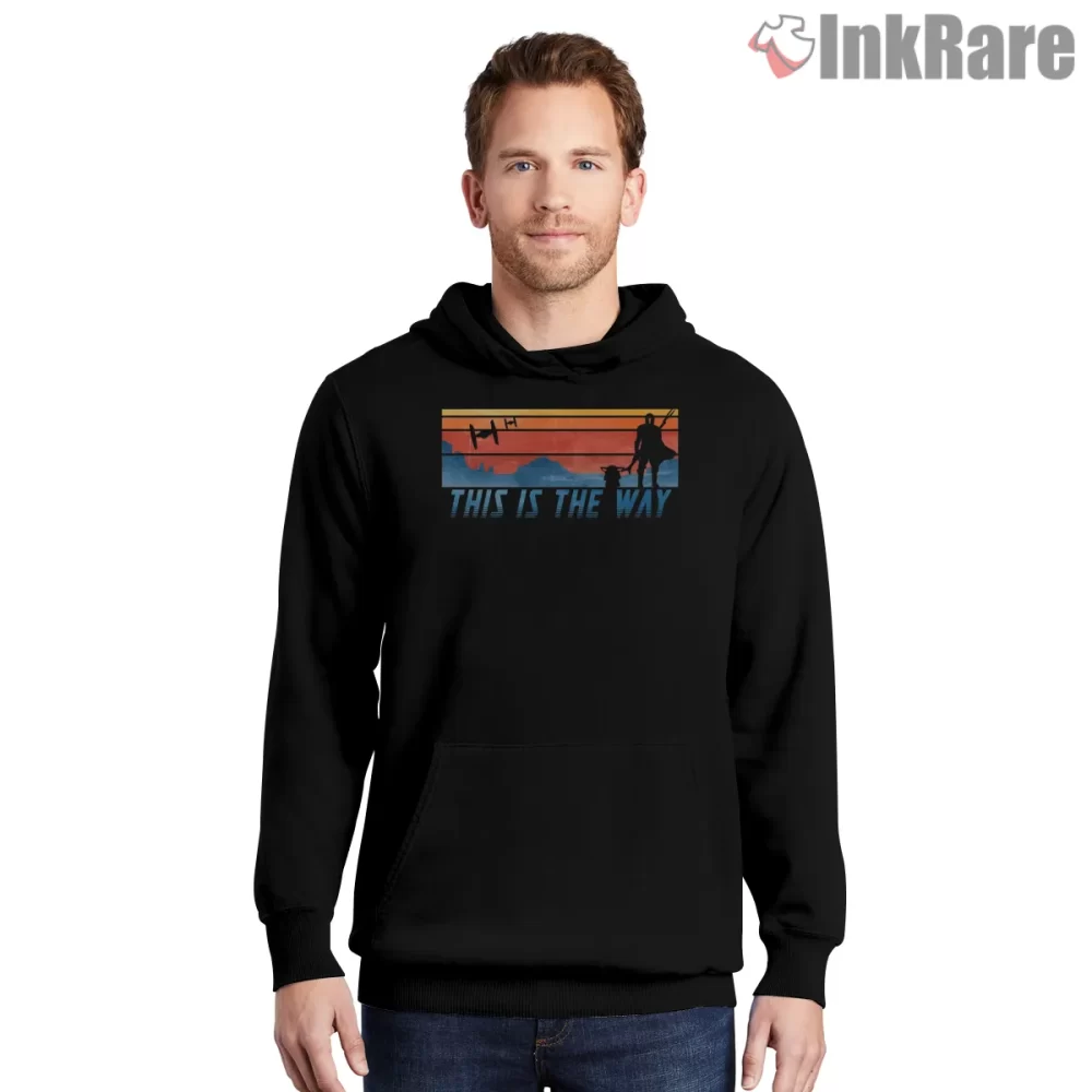 This Is The Way Silhouette Horizon Shirt on black hoodie for men graphic tee
