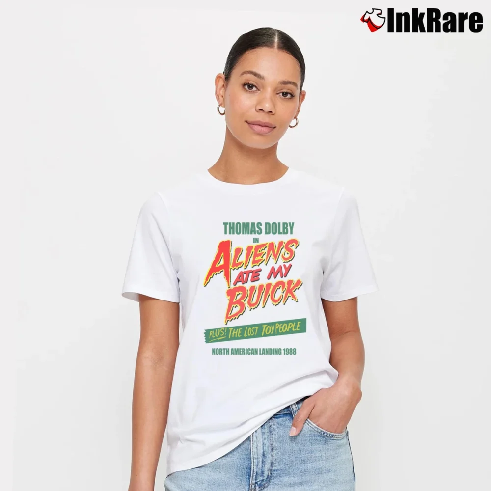 Women’s Thomas Dolby Alien Ate My Buck 80s Signature T-Shirt in white | Soft, Flattering Fit