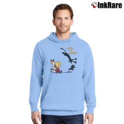Men’s Thomas Hobbes Tiger Calvin And Hobbes Pullover Hoodie in light blue | Cozy, Durable, Modern Fit
