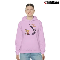 Women’s Thomas Hobbes Tiger Calvin And Hobbes Cozy Hoodie in light pink | Warm, Structured, Stylish