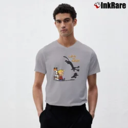 Men’s Thomas Hobbes Tiger Calvin And Hobbes V-Neck Tee in sport grey | Sharp, Breathable, Everyday Staple