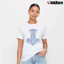 Women’s Thor Hammer Mjolnir Norse Mythology Signature T-Shirt in white | Soft, Flattering Fit