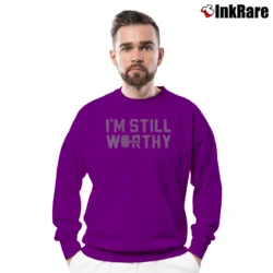 Men’s Thor I'm Still Worthy Avengers Endgame Marvel Crewneck Sweatshirt in purple | Cozy Fabric, Clean Style