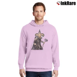 Men’s Thor Marvel Avengers New Orleans Saints Crossover Pullover Hoodie in light pink | Cozy, Durable, Modern Fit
