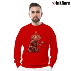 Men’s Thor Marvel Avengers New Orleans Saints Crossover Crewneck Sweatshirt in red | Cozy Fabric, Clean Style