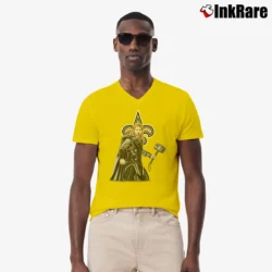 Men’s Thor Marvel Avengers New Orleans Saints Crossover V-Neck Tee in yellow | Sharp, Breathable, Everyday Staple