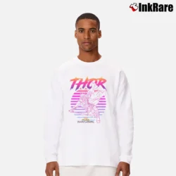 Men’s Thor Ragnarok 80s Retro Sunset Marvel Long-Sleeve Shirt in white | Sleek, Lightweight, Year-Round Wear