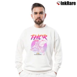 Men’s Thor Ragnarok 80s Retro Sunset Marvel Crewneck Sweatshirt in white | Cozy Fabric, Clean Style