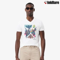 Men’s Thor Ragnarok Working Friends Neon Marvel V-Neck Tee in white | Sharp, Breathable, Everyday Staple