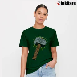Women’s Thor Whosoever Holds This Hammer Marvel Comic Signature T-Shirt in forest green | Soft, Flattering Fit