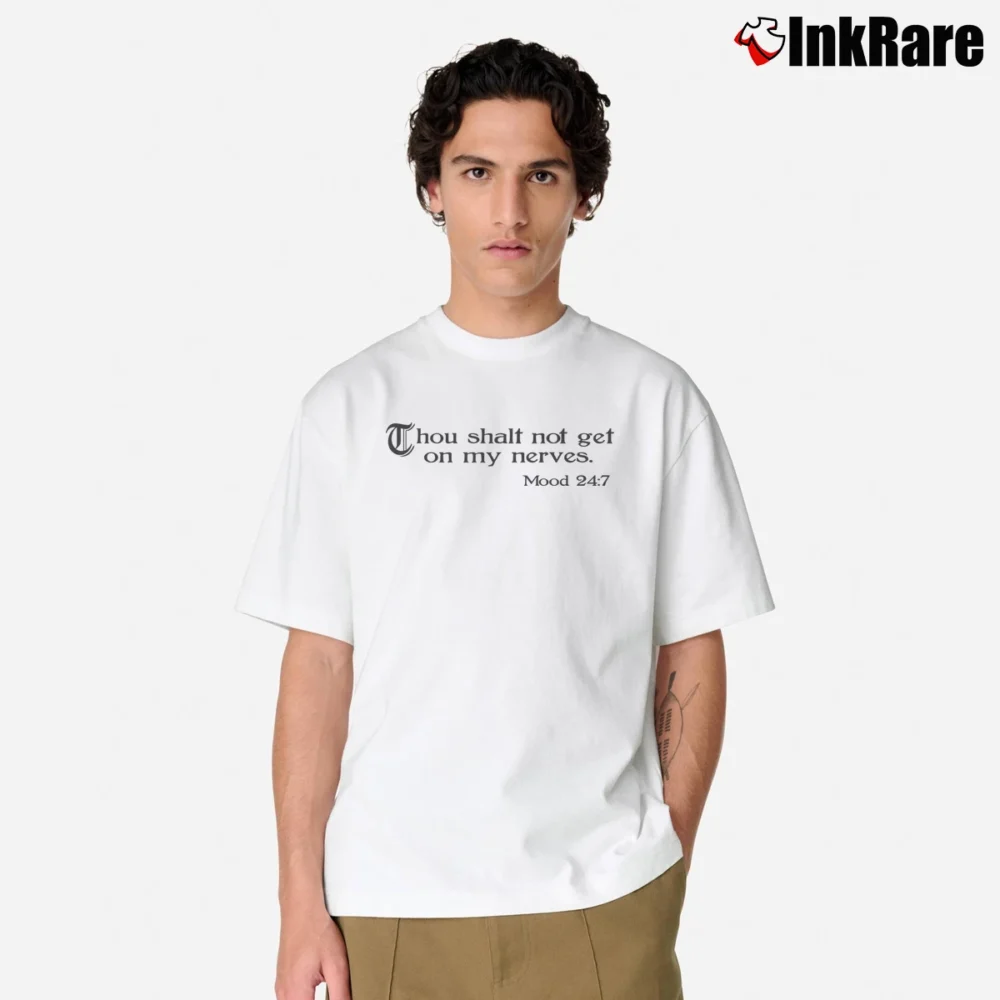Men’s Thou Shalt Not Get On My Nerves Funny Classic T-Shirt in white | Soft, Breathable Everyday Wear