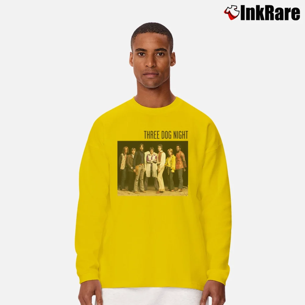Men’s Three Dog Night Band Members Long-Sleeve Shirt in yellow | Sleek, Lightweight, Year-Round Wear