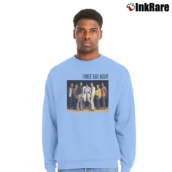 Men’s Three Dog Night Band Members Crewneck Sweatshirt in light blue | Cozy Fabric, Clean Style