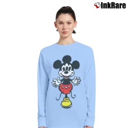 Women’s Three Eyed Creepy Mickey Mouse Psycho Long-Sleeve Top in light blue | Sleek, Versatile, All-Season