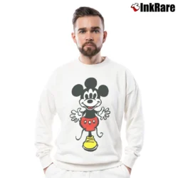 Men’s Three Eyed Creepy Mickey Mouse Psycho Crewneck Sweatshirt in white | Cozy Fabric, Clean Style