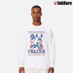 Men’s Thrilla In Manila Ali Vs Frazier Long-Sleeve Shirt in white | Sleek, Lightweight, Year-Round Wear