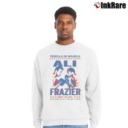 Men’s Thrilla In Manila Ali Vs Frazier Crewneck Sweatshirt in white | Cozy Fabric, Clean Style