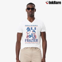 Men’s Thrilla In Manila Ali Vs Frazier V-Neck Tee in white | Sharp, Breathable, Everyday Staple