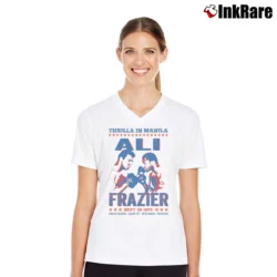 Women’s Thrilla In Manila Ali Vs Frazier V-Neck Tee in white | Chic Neckline, Soft Texture