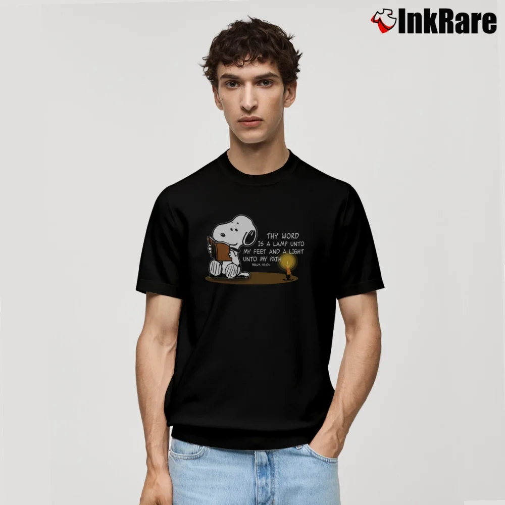 Men’s Thy Word Is A Lamp Unto My Feet And A Light Unto My Path Snoopy Classic T-Shirt in black | Soft, Breathable Everyday Wear