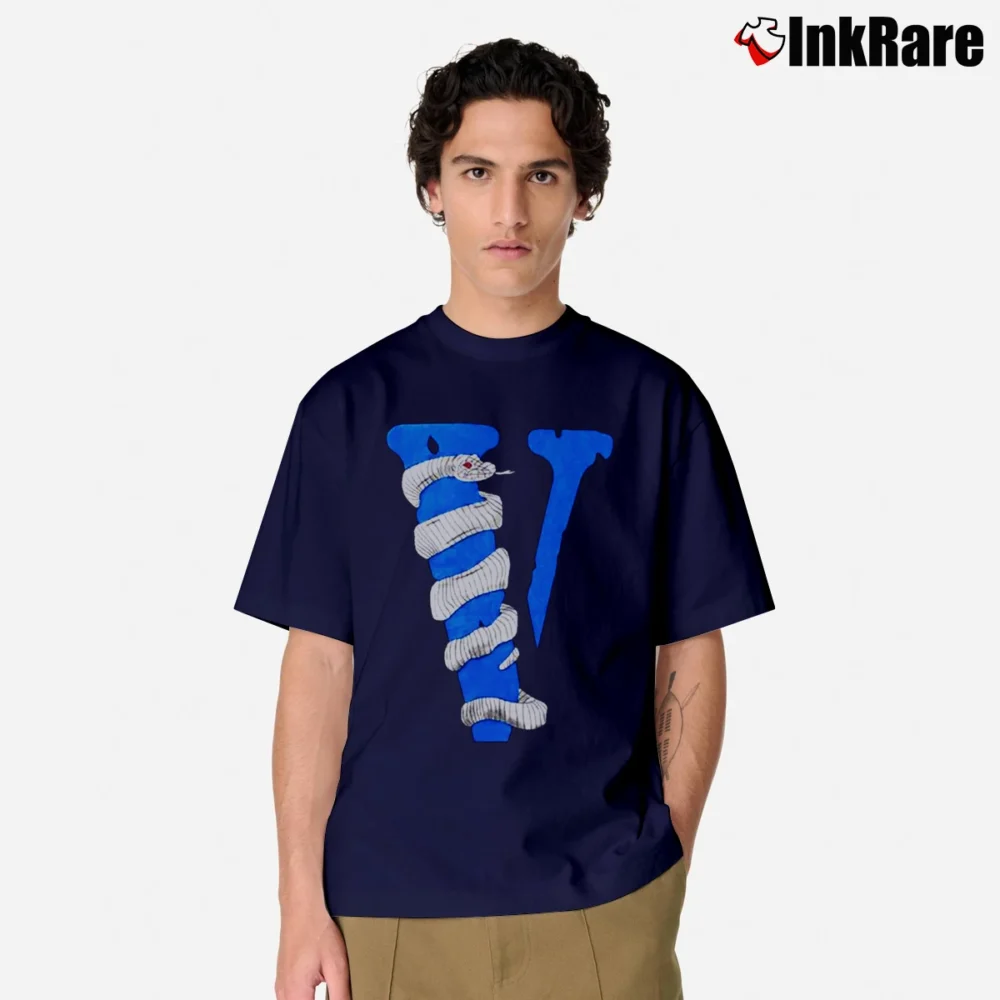 Men’s Tide Brand Python Print Vlone Graphic Classic T-Shirt in navy | Soft, Breathable Everyday Wear
