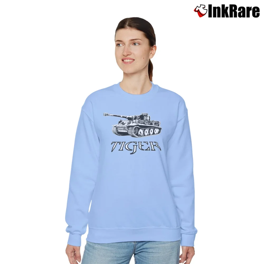 Women’s Tiger 1 German WW2 Panzer Tank Battle Graphic Relaxed Sweatshirt in light blue | Soft, Laid-Back Vibe