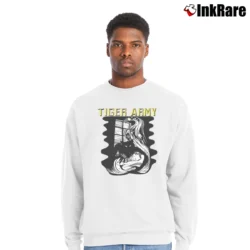 Men’s Tiger Army Band Were Cat Punk Rock Crewneck Sweatshirt in white | Cozy Fabric, Clean Style