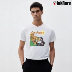 Men’s Tiger Army Graphic V-Neck Tee in white | Sharp, Breathable, Everyday Staple