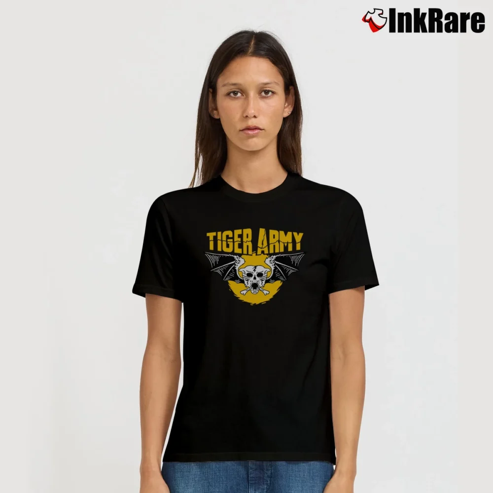 Women’s Tiger Army Skull Band Logo Signature T-Shirt in black | Soft, Flattering Fit