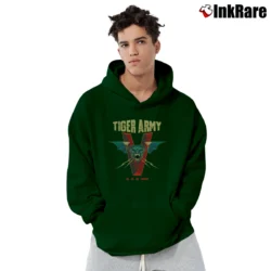 Men’s Tiger Army V Logo Graphic Pullover Hoodie in forest green | Cozy, Durable, Modern Fit