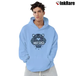 Men’s Tiger Black And White Logo Graphic Pullover Hoodie in light blue | Cozy, Durable, Modern Fit