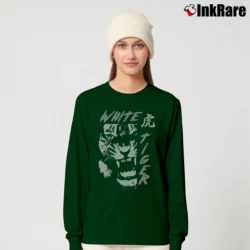 Women’s Tiger Blue Eyes Animal Print Graphic Long-Sleeve Top in forest green | Sleek, Versatile, All-Season