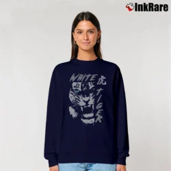 Women’s Tiger Blue Eyes Animal Print Graphic Relaxed Sweatshirt in navy | Soft, Laid-Back Vibe