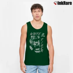 Men’s Tiger Blue Eyes Animal Print Graphic Tank Top in forest green | Breathable, Active-Friendly Design