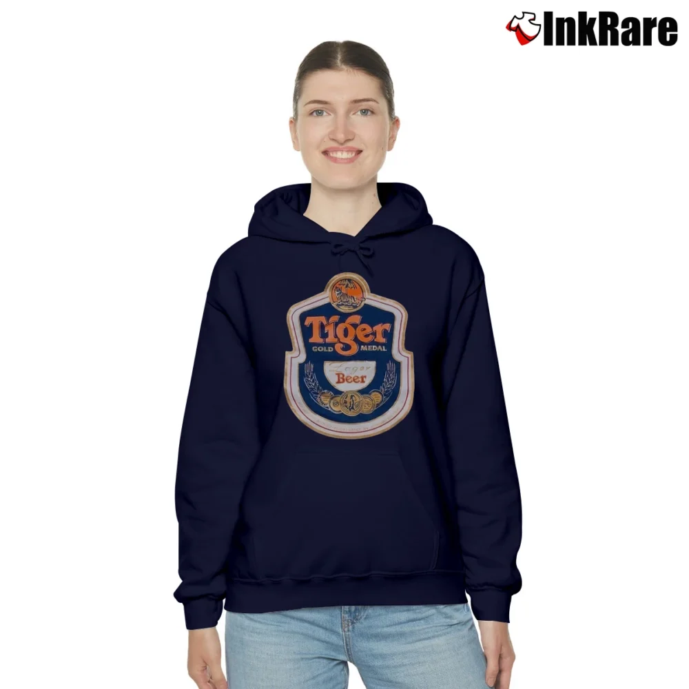 Women’s Tiger Gold Medal Beer Vintage Style Cozy Hoodie in navy | Warm, Structured, Stylish