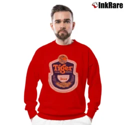 Men’s Tiger Gold Medal Beer Vintage Style Crewneck Sweatshirt in red | Cozy Fabric, Clean Style