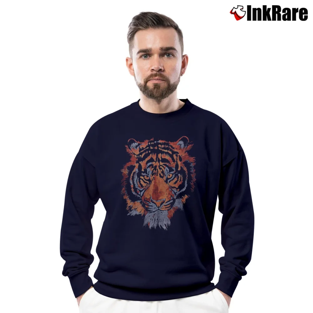 Men’s Tiger Graphic Crewneck Sweatshirt in navy | Cozy Fabric, Clean Style
