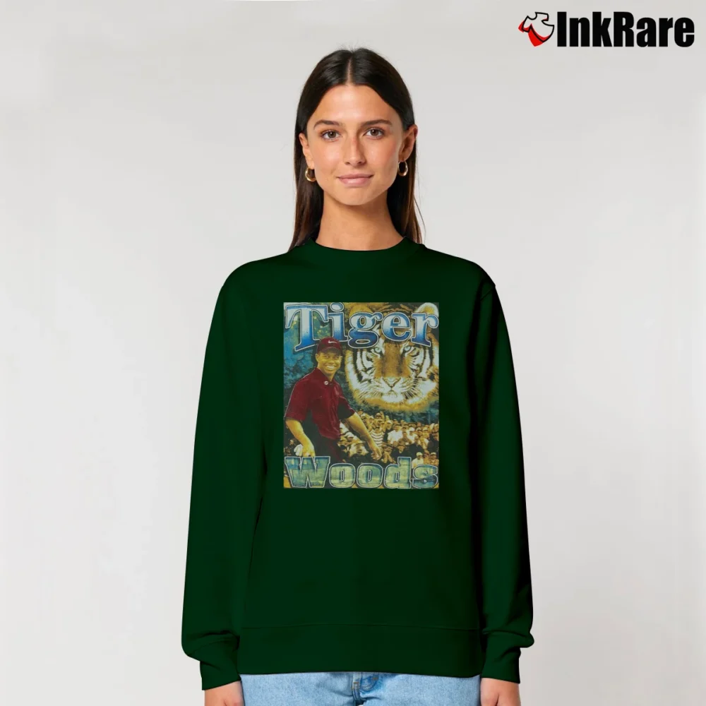 Women’s Tiger Woods 90s Rap Bootleg Masters Champion Relaxed Sweatshirt in forest green | Soft, Laid-Back Vibe