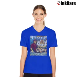 Women’s Tiger Woods 90s Rap Bootleg Masters Champion V-Neck Tee in royal blue | Chic Neckline, Soft Texture