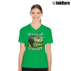 Women’s Tiger Woods First Black Masters Champion V-Neck Tee in irish green | Chic Neckline, Soft Texture