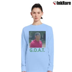 Women’s Tiger Woods GOAT Hat Backwards Graphic Long-Sleeve Top in light blue | Sleek, Versatile, All-Season