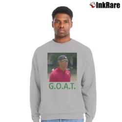 Men’s Tiger Woods GOAT Hat Backwards Graphic Crewneck Sweatshirt in sport grey | Cozy Fabric, Clean Style