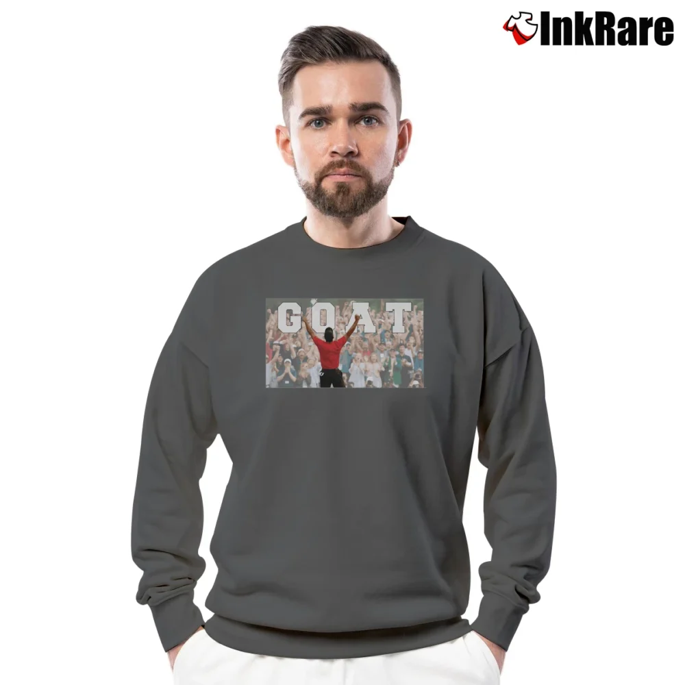 Men’s tiger woods golf goat for Golf Fans and Sports Legends Lovers Crewneck Sweatshirt in charcoal | Cozy Fabric, Clean Style